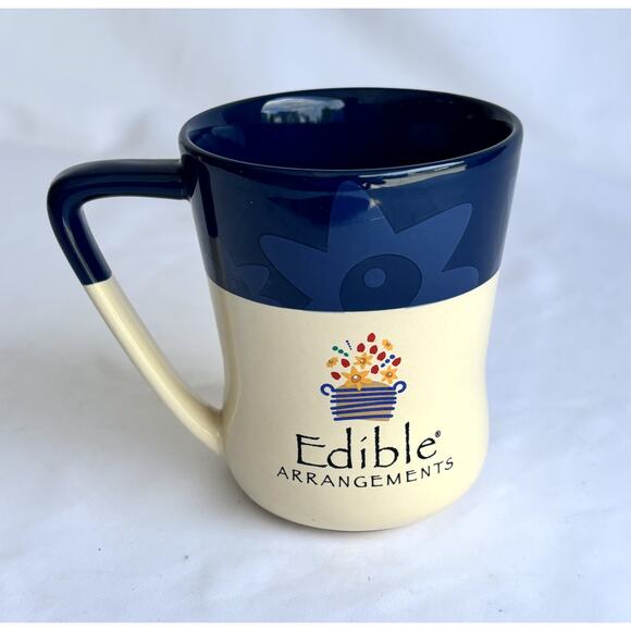Edible Arrangements Ceramic Coffee Mug Navy Blue/Cream 16 oz - Picture 4 of 8